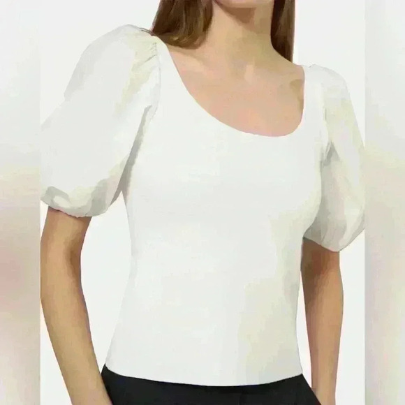 Theory - Puff Sleeve Top in Stretch Knit - Picture 7 of 9